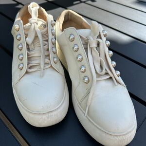 Alex Marie White Sneakers with Pearl Accents